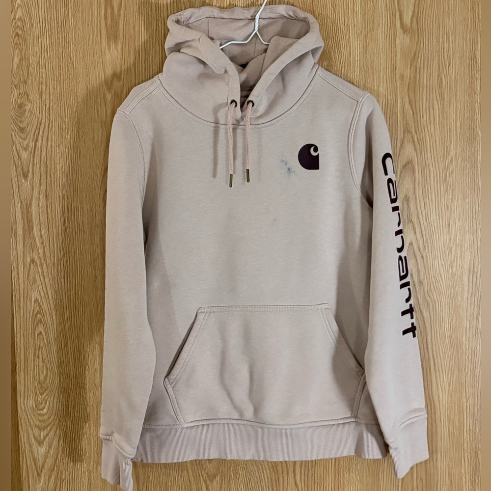 Carhartt Light Pink Relaxed Fit Logo Heavyweight Hoodie Sweatshirt